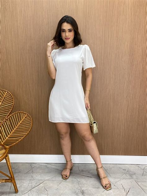 Vestido Curto sem Bojo Pipoquinha Branco .